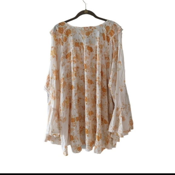 NWT Free People Lorretta Printed Tunic In Tea Combo S Yellow/Orange - Picture 6 of 11